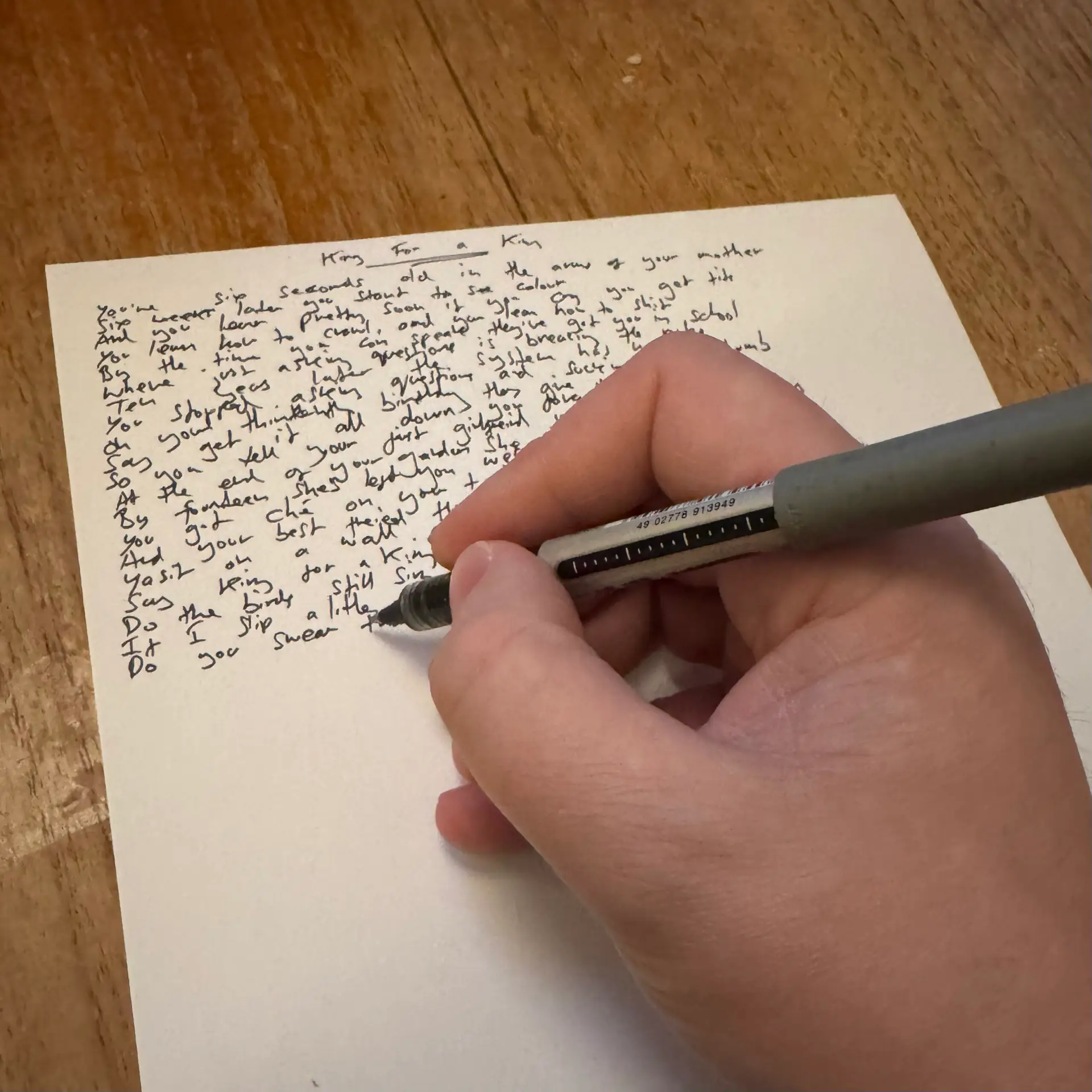 Handwritten Lyric Sheet (Read Description Before Ordering)